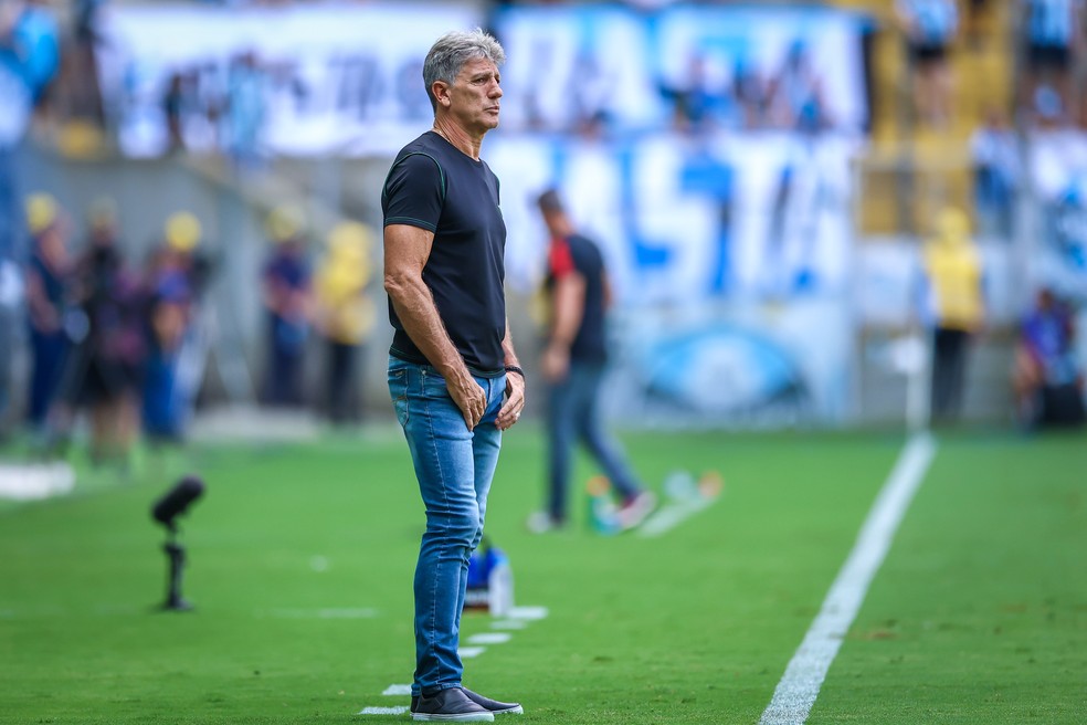 Renato Portaluppi em empate do Grêmio com o São Luiz — Foto: Lucas Uebel/Grêmio FBPA