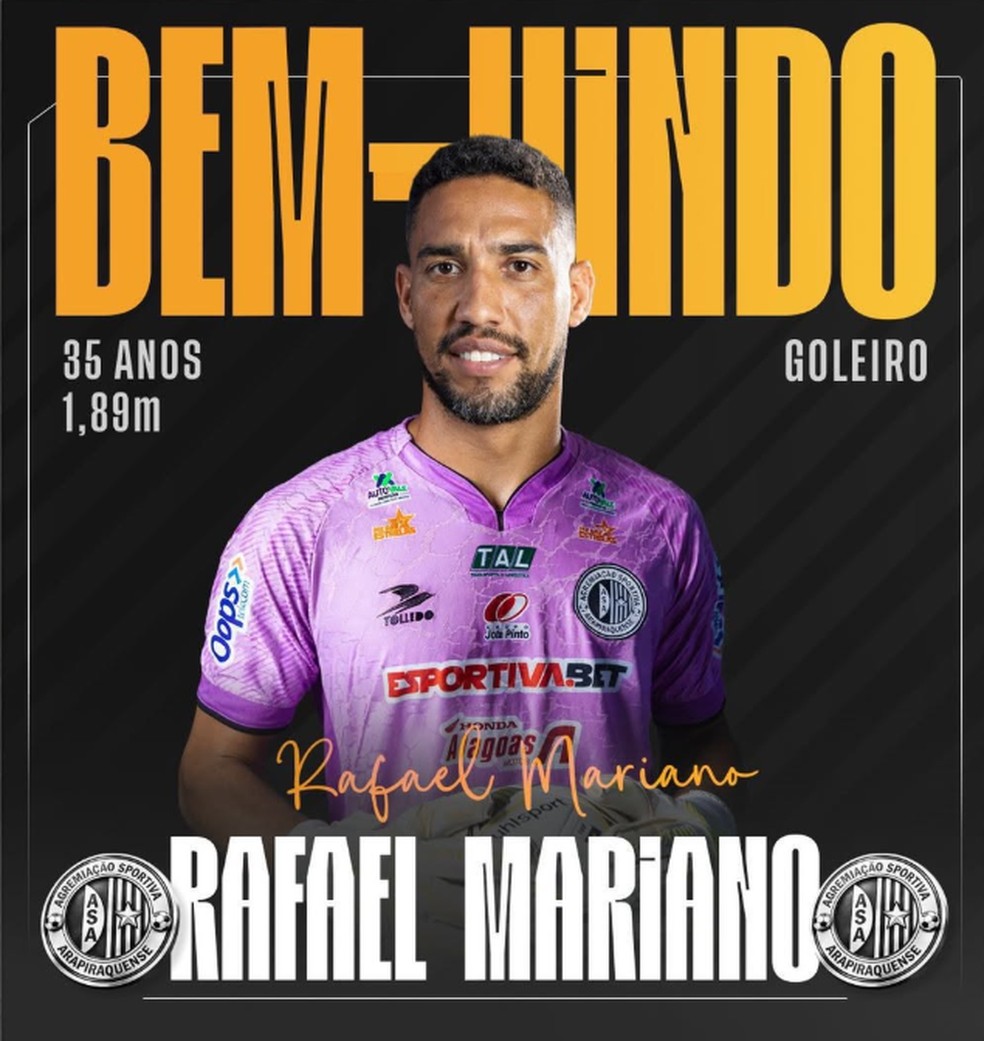 Rafael Mariano chega ao ASA para brigar pela vaga de titular — Foto: Divulgação/ASA