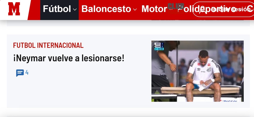 Marca lesão Neymar — Foto: Reprodução/Marca