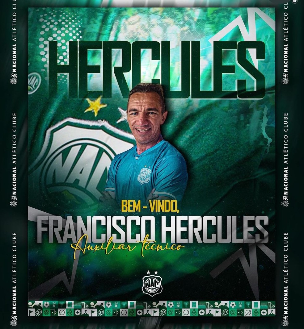 Hércules é o novo auxiliar técnico do Nacional de Patos — Foto: Divulgação / Nacional de Patos