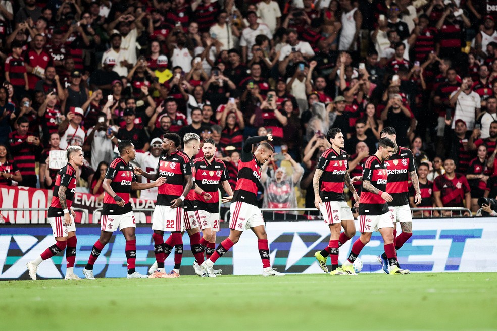 Jogadores do Flamengo na vitória sobre o Remo — Foto: Gilvan de Souza/Flamengo
