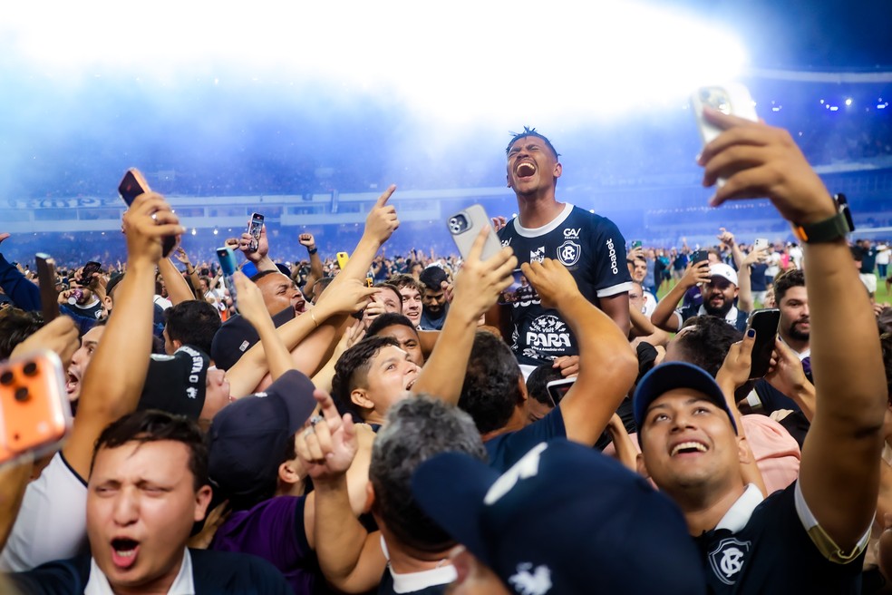 Pedro Rocha jogador do Remo durante partida contra o Goiás no estádio Mangueirão pelo campeonato Brasileiro B 2025 — Foto: Fernando Torres/AGIF