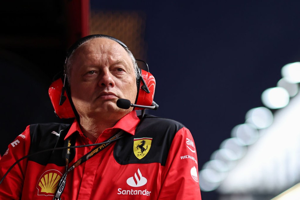 Frederic Vasseur, chefe da Ferrari, no GP da Arábia Saudita; equipe saiu de etapa da F1 2023 em quarto lugar no Mundial de construtores, posição que mantém até agora — Foto: Qian Jun/MB Media/Getty Images
