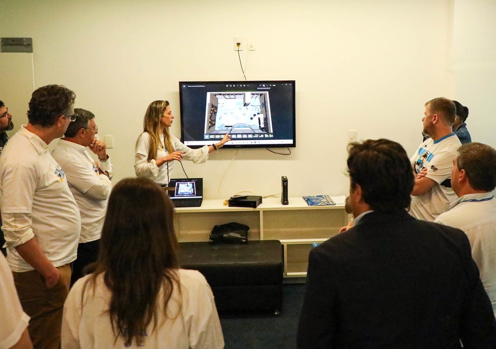 Lançamento do projeto Espectro Azul, com sala sensorial para torcedores com autismo — Foto: Renan Jardim/Grêmio