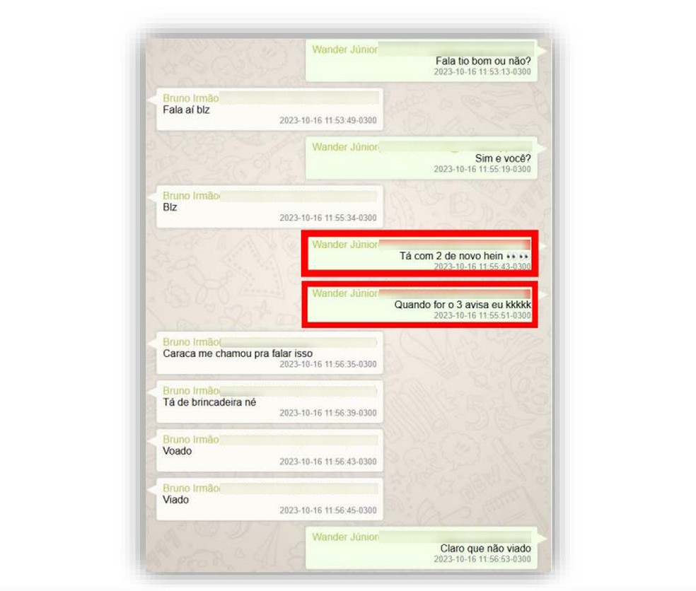 Print de conversa de Bruno Henrique, do Flamengo, no relatório da Polícia Federal — Foto: Reprodução