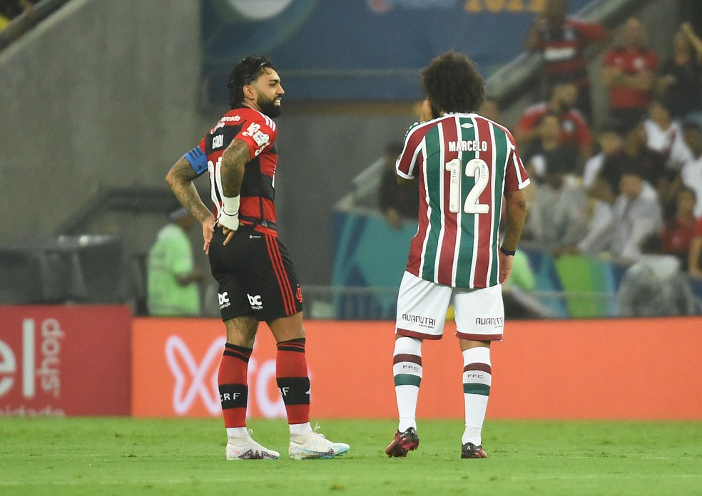 Gabigol e Marcelo no Fla-Flu da final do Carioca  — Foto: André Durão/ge