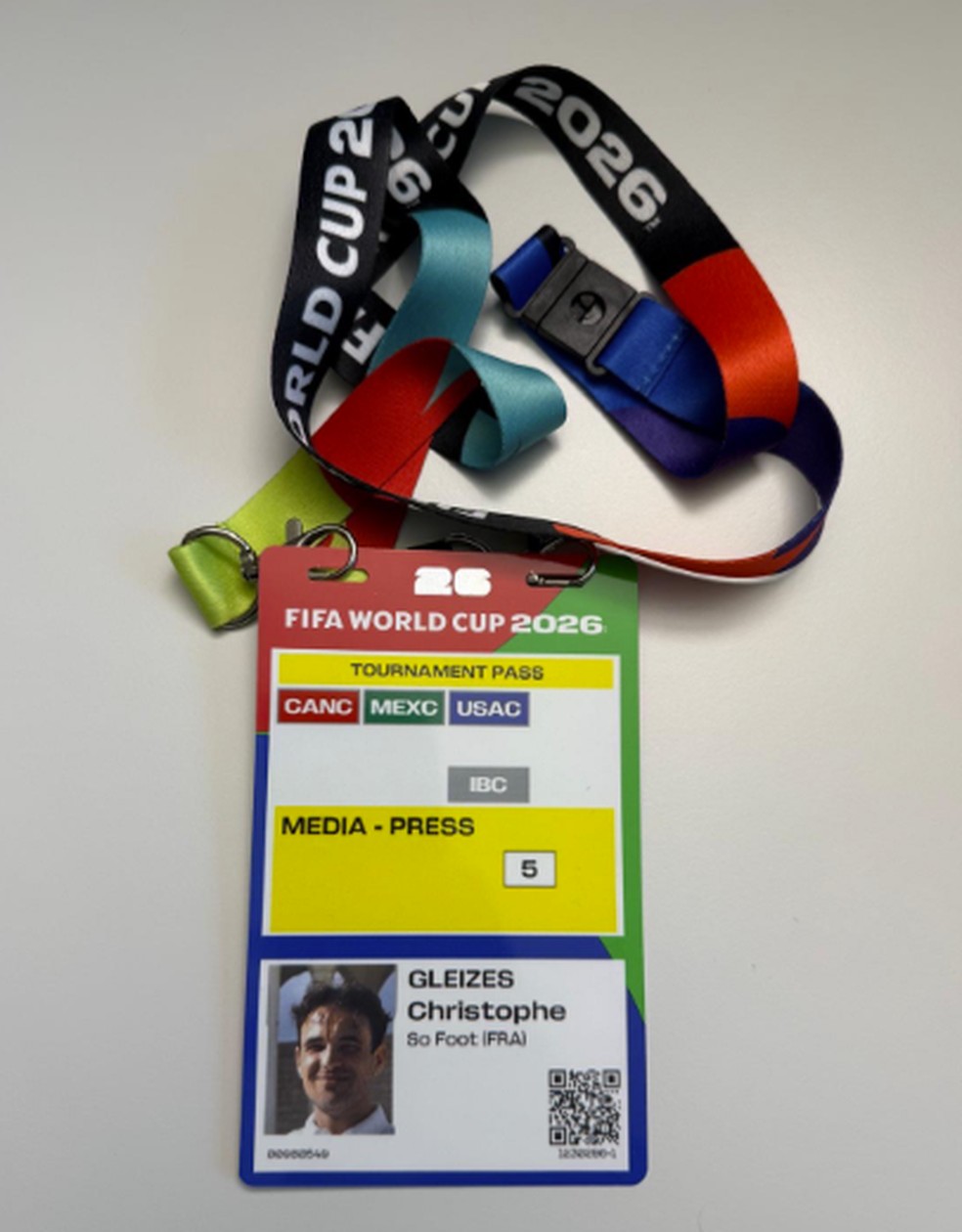 Credencial de Christophe Gleizes para a Copa do Mundo
