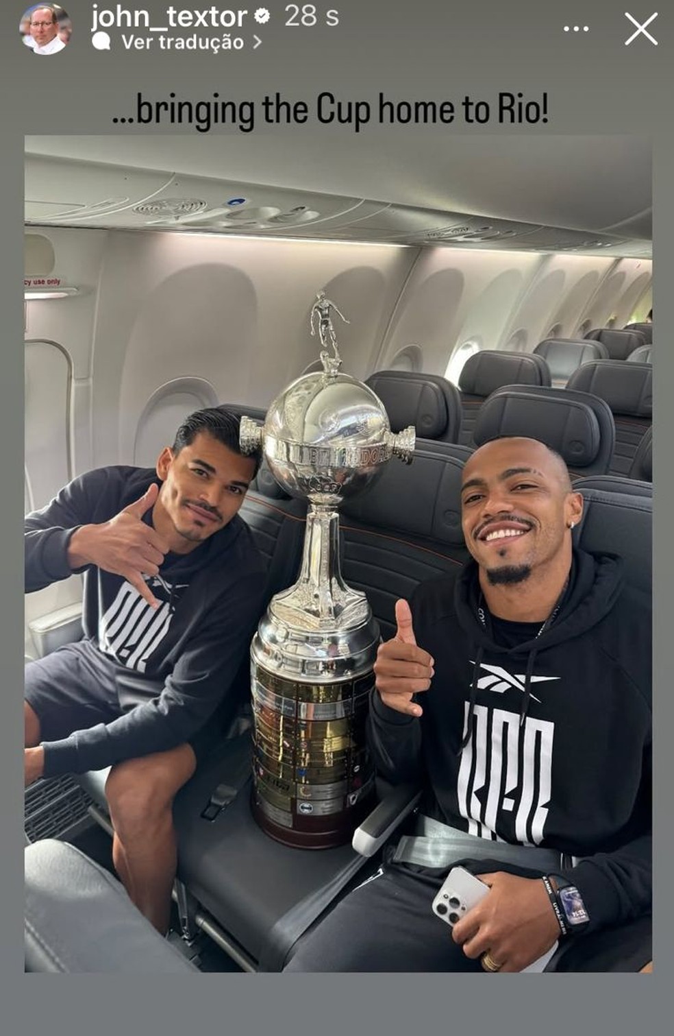 Textor comemora conquista do Botafogo da Libertadores — Foto: Reprodução