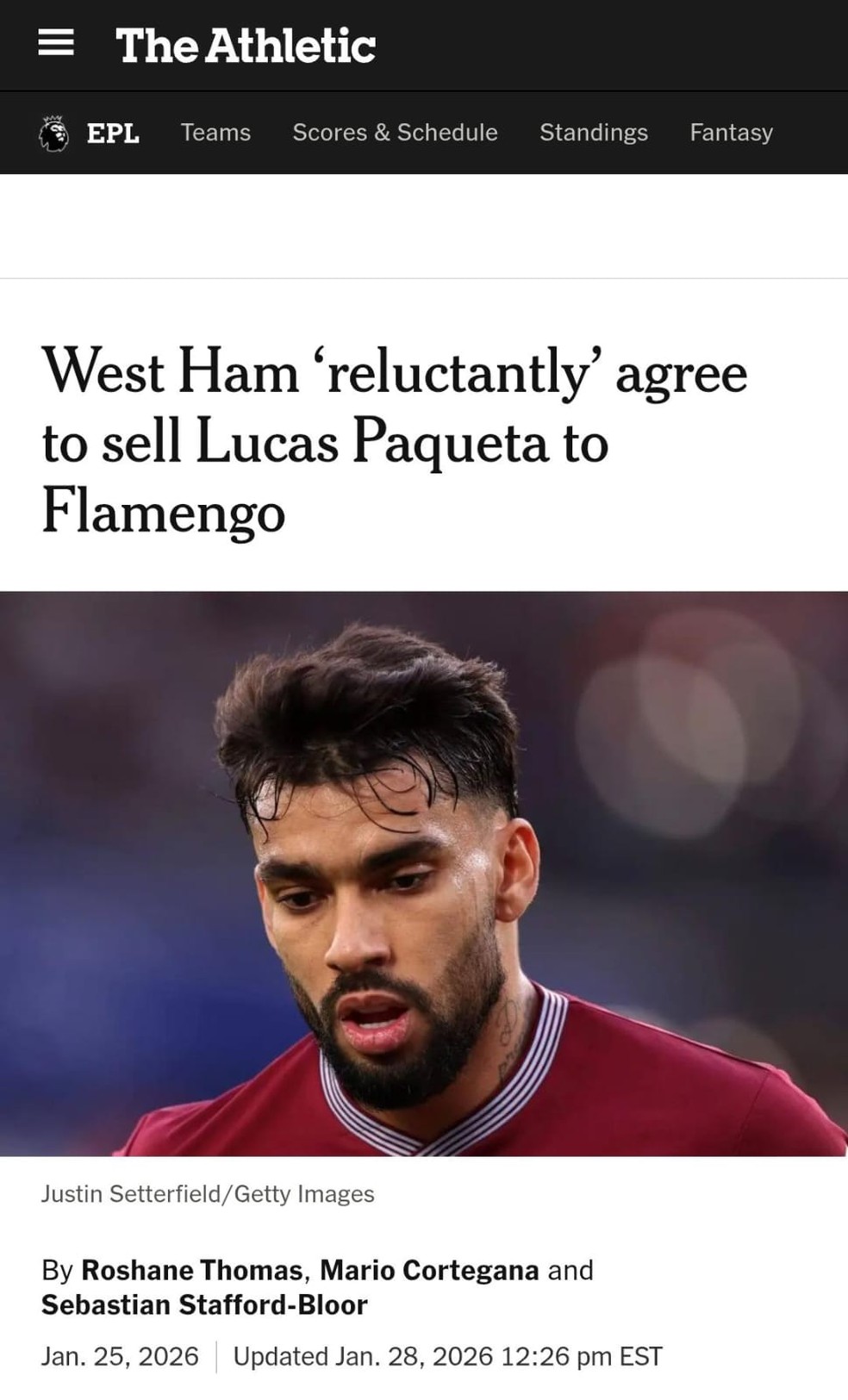 The New York Times repercute Paquetá no Flamengo — Foto: Reprodução