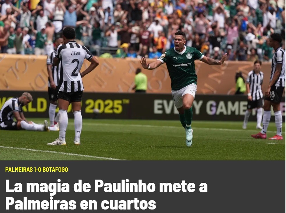 Marca repercute classificação do Palmeiras sobre o Botafogo — Foto: Reprodução