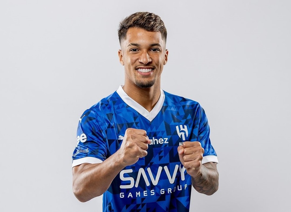 Al-Hilal anuncia contratação do atacante Marcos Leonardo, ex-Santos e Benfica — Foto: Divulgação/Al-Hilal
