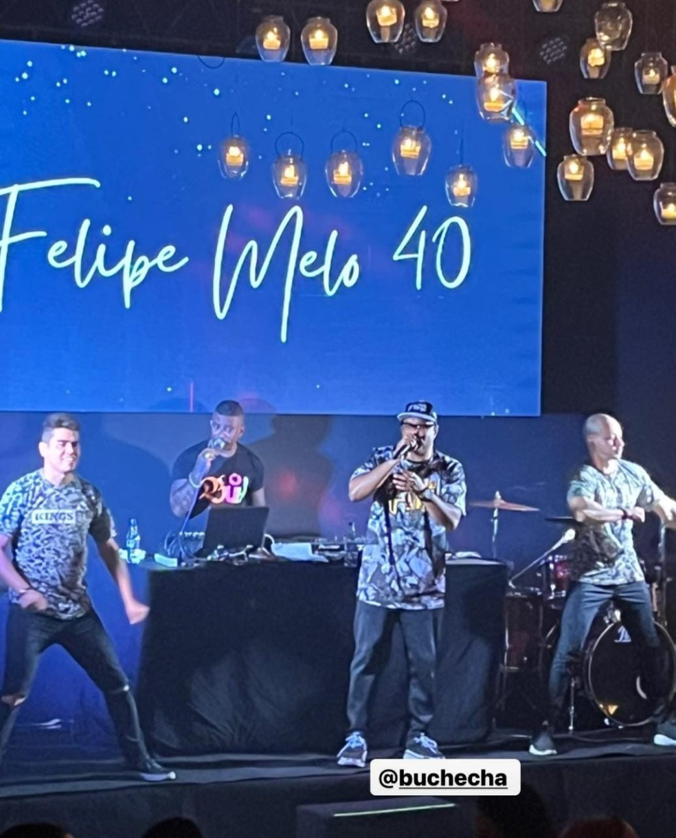 Buchecha na festa de aniversário de 40 anos do Felipe Melo — Foto: Reprodução