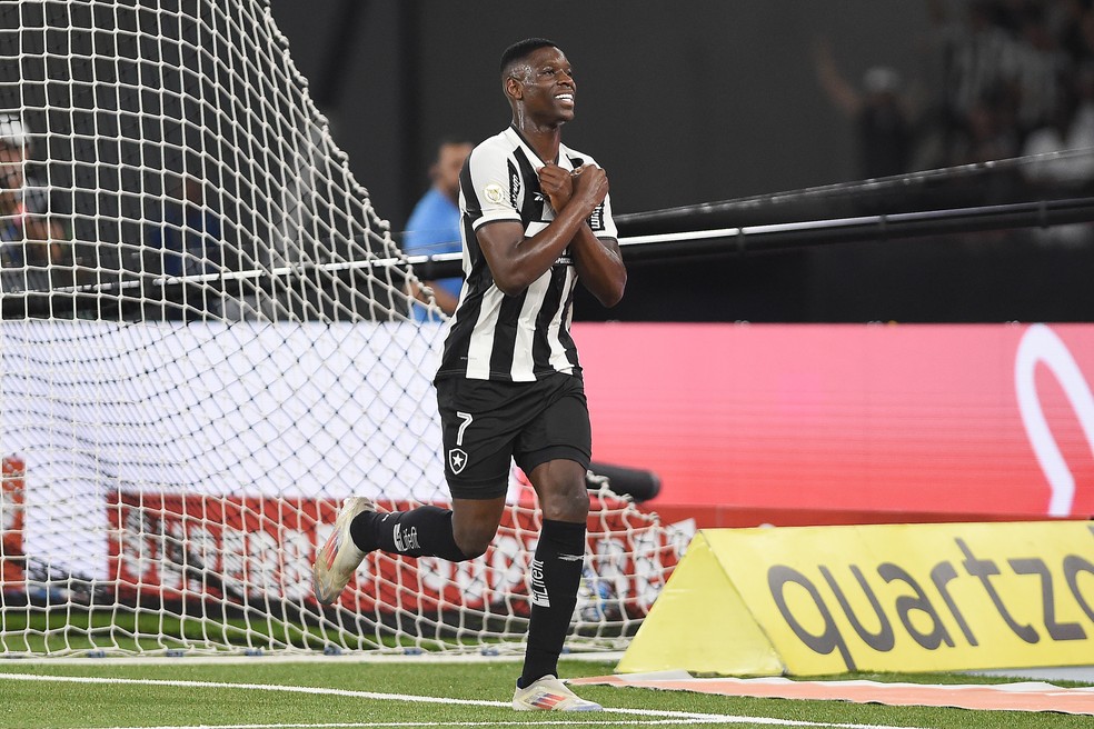 Luiz Henrique comemora gol do Botafogo contra o Corinthians — Foto: André Durão