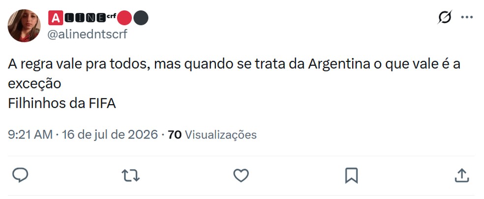 Web reage a faixa sobre as Malvinas utilizada pelos jogadores em Argentina x Inglaterra — Foto: Reprodução