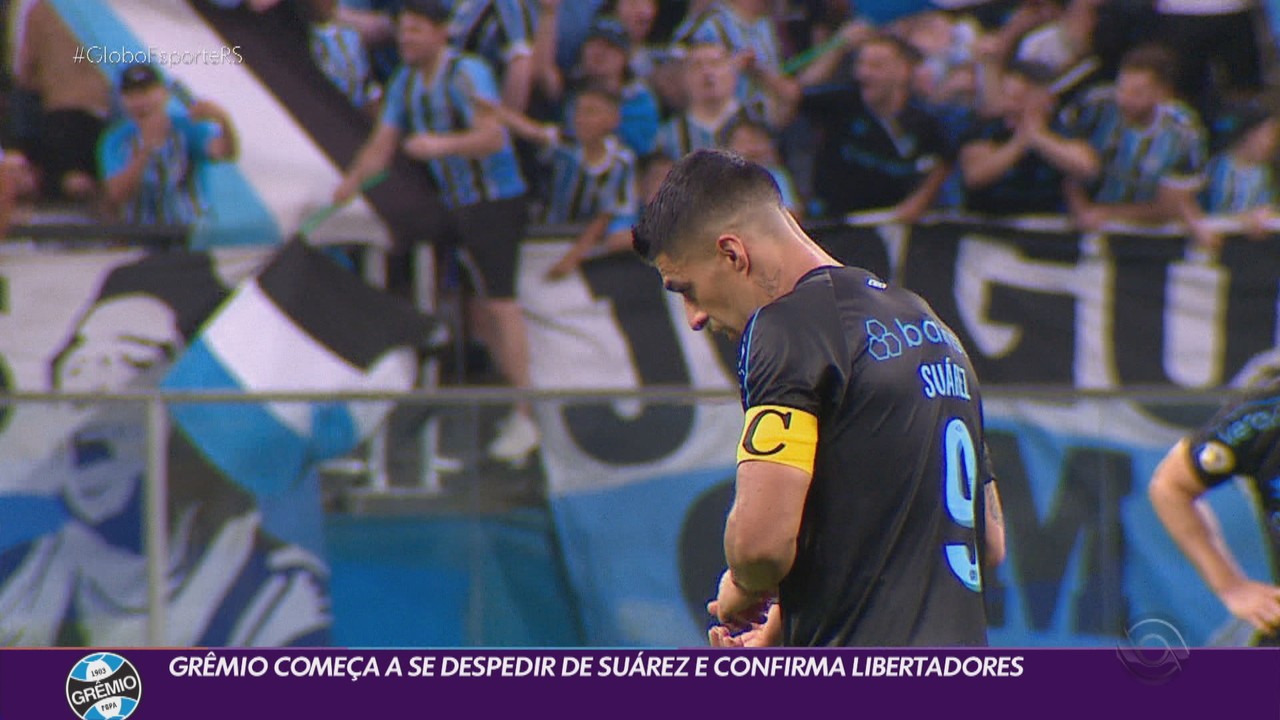 Grêmio começa a se despedir de Suárez e confirma vaga na Libertadores