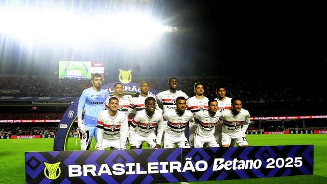 Time do São Paulo antes do jogo contra o Vasco