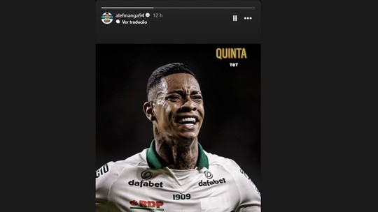 Alef Manga posta foto com a camisa do Coritiba na espera pelo fim da suspensão: "Falta pouco"