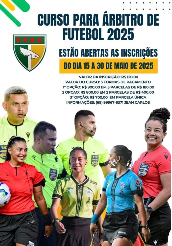 Curso de formação de árbitros de futebol tem inscrições abertas até 30 de maio
