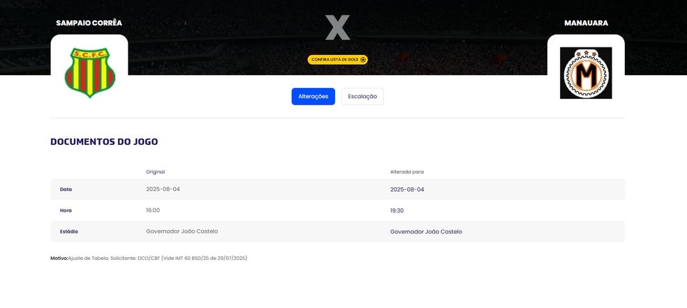 CBF altera horario do jogo de ida entre Manauara x Sampaio. &mdash; Foto: Divulga&ccedil;&atilde;o