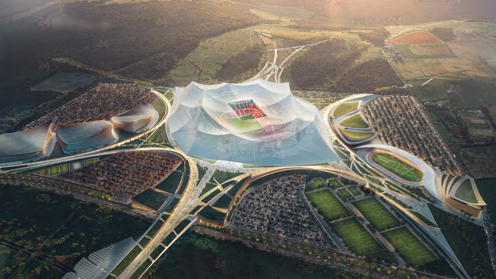 Grand Stade Hassan II, estádio prometido por Marrocos para a Copa do Mundo de 2030 — Foto: Divulgação / Yalla Vamos