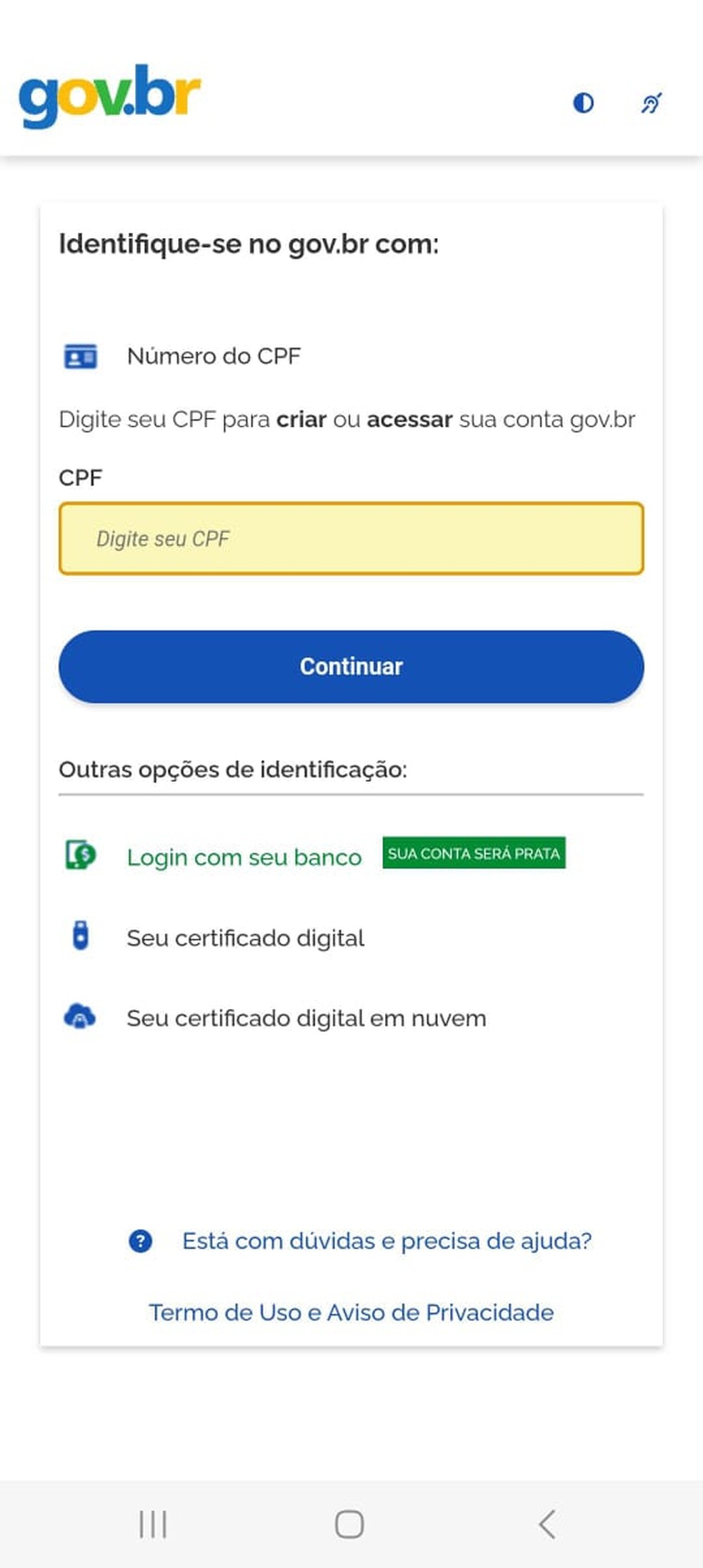 Tela de login do Meu SUS Digital — Foto: Reprodução