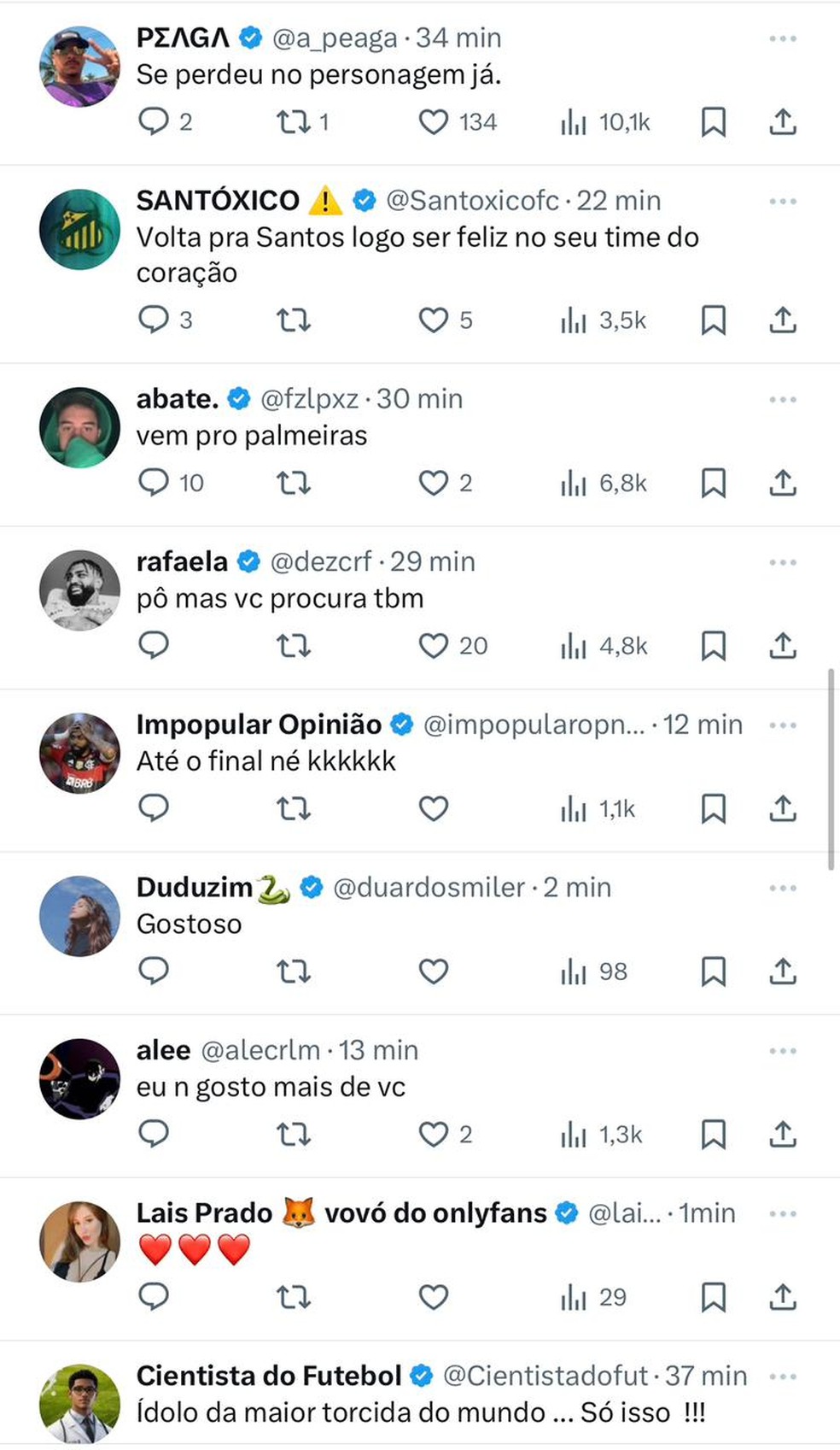 Torcedores ficam revoltados com publicação de Gabigol no Twitter — Foto: Reprodução