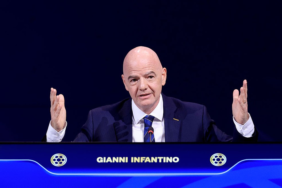 Gianni Infantino no 75º Congresso da Fifa — Foto: Buda Mendes - FIFA/FIFA via Getty Images