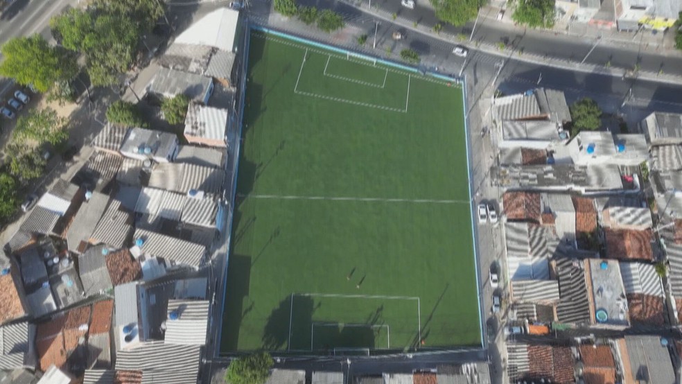 Campo do Onze, no Recife, após reforma — Foto: Reprodução/Globo