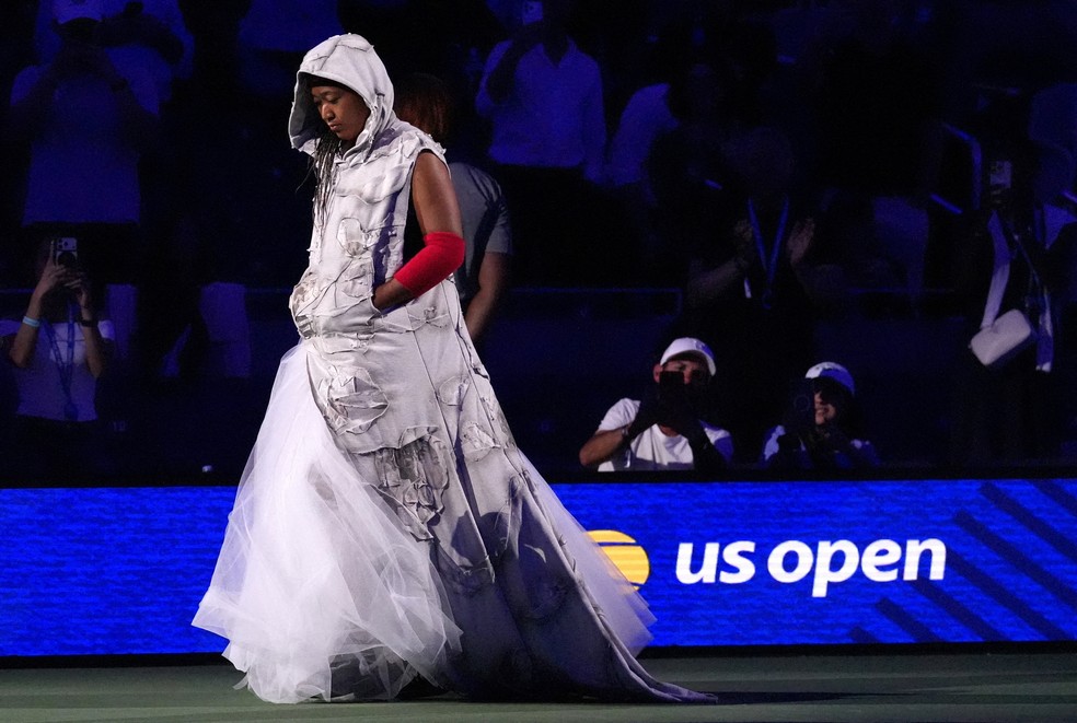 Naomi Osaka e seu vestido antes da estreia no US Open — Foto: IMAGN IMAGES via Reuters/Robert Deutsch