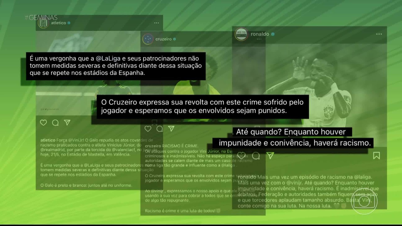 Galo, Cruzeiro e Ronaldo repercutem novo caso de racismo contra Vini Jr