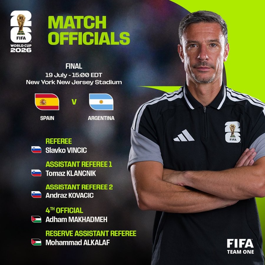 Espanha x Argentina: veja a arbitragem da final da Copa do Mundo 2026