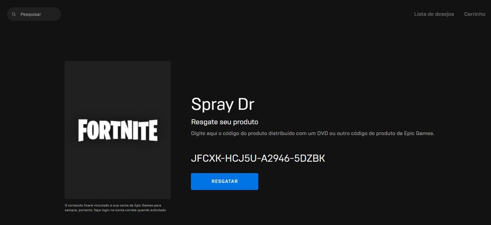 Mundo Fortnite - Código para resgatar esse spray!