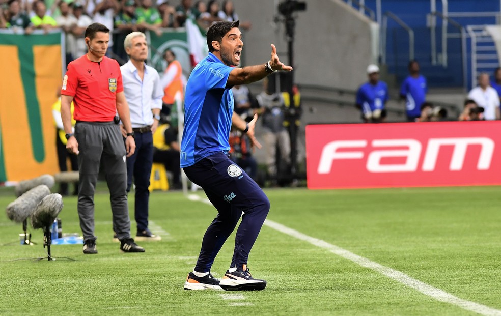 Abel Ferreira reclama em Palmeiras x Botafogo — Foto: Marcos Ribolli