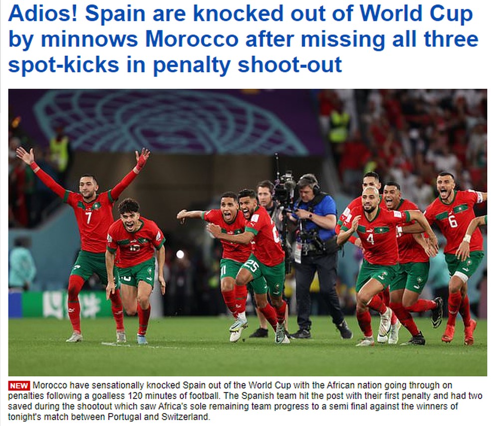 Espanha perde nos pênaltis para o Marrocos e é eliminada da Copa - Copa -  Diário de Canoas