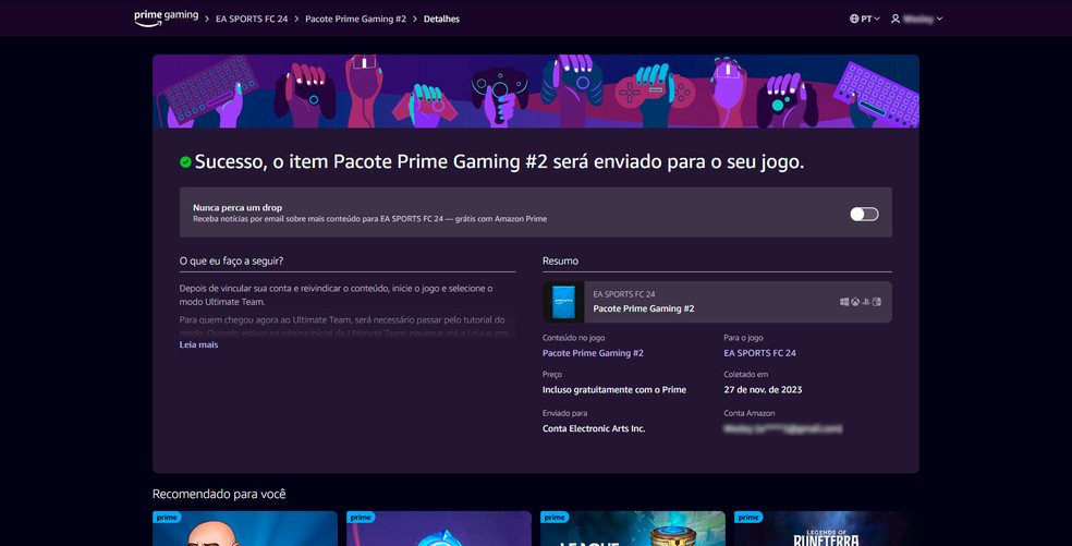 Prime Gaming EA FC 24: como linkar conta e pegar pacote grátis