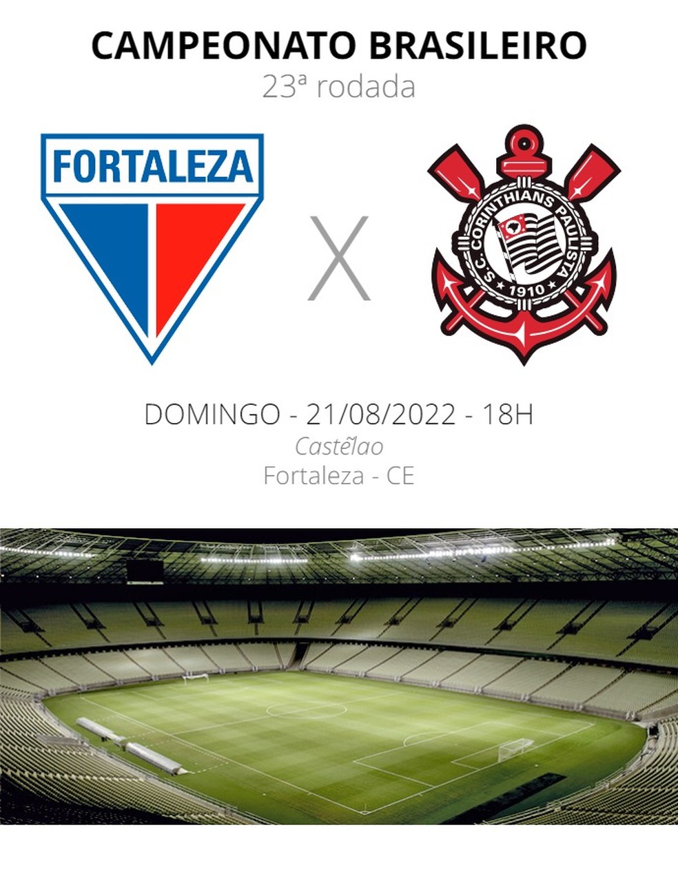 Quando vai ser o jogo do Fortaleza e Corinthians?
