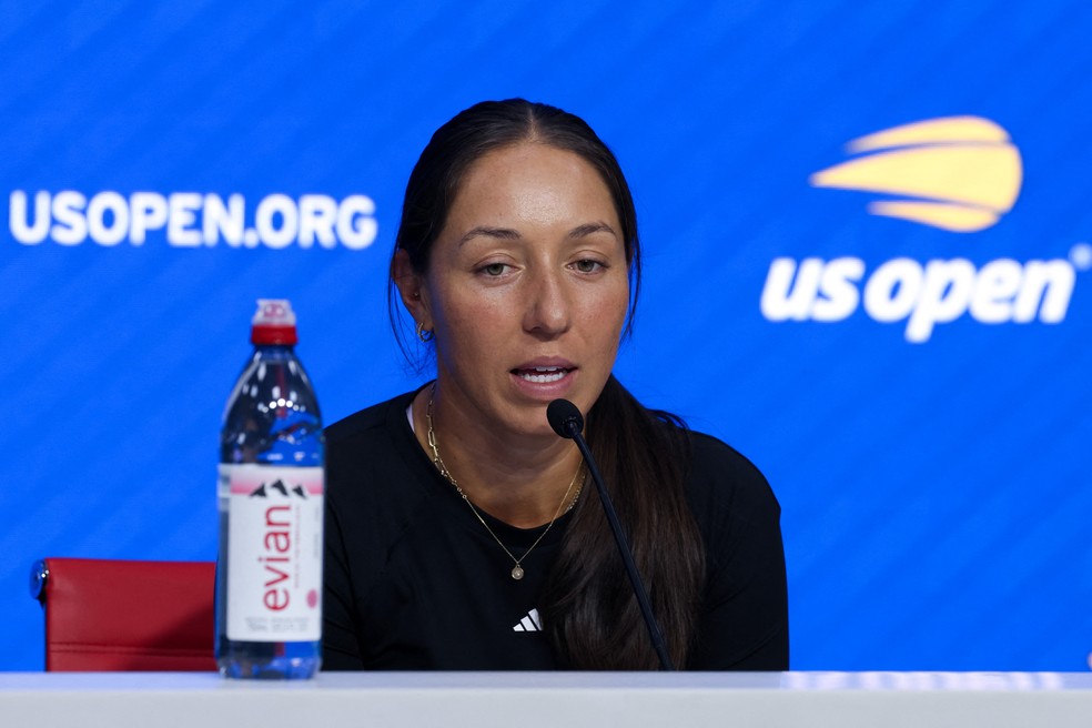Jessica Pegula, terceira colocada do ranking da WTA, em entrevista no US Open — Foto: Caleb Bowlin / GETTY IMAGES NORTH AMERICA / Getty Images via AFP