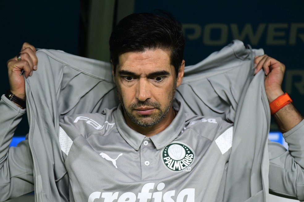 Abel Fereira na classificação do Palmeiras, contra o Atlético-MG, às quartas de final da Libertadores — Foto: Marcos Ribolli