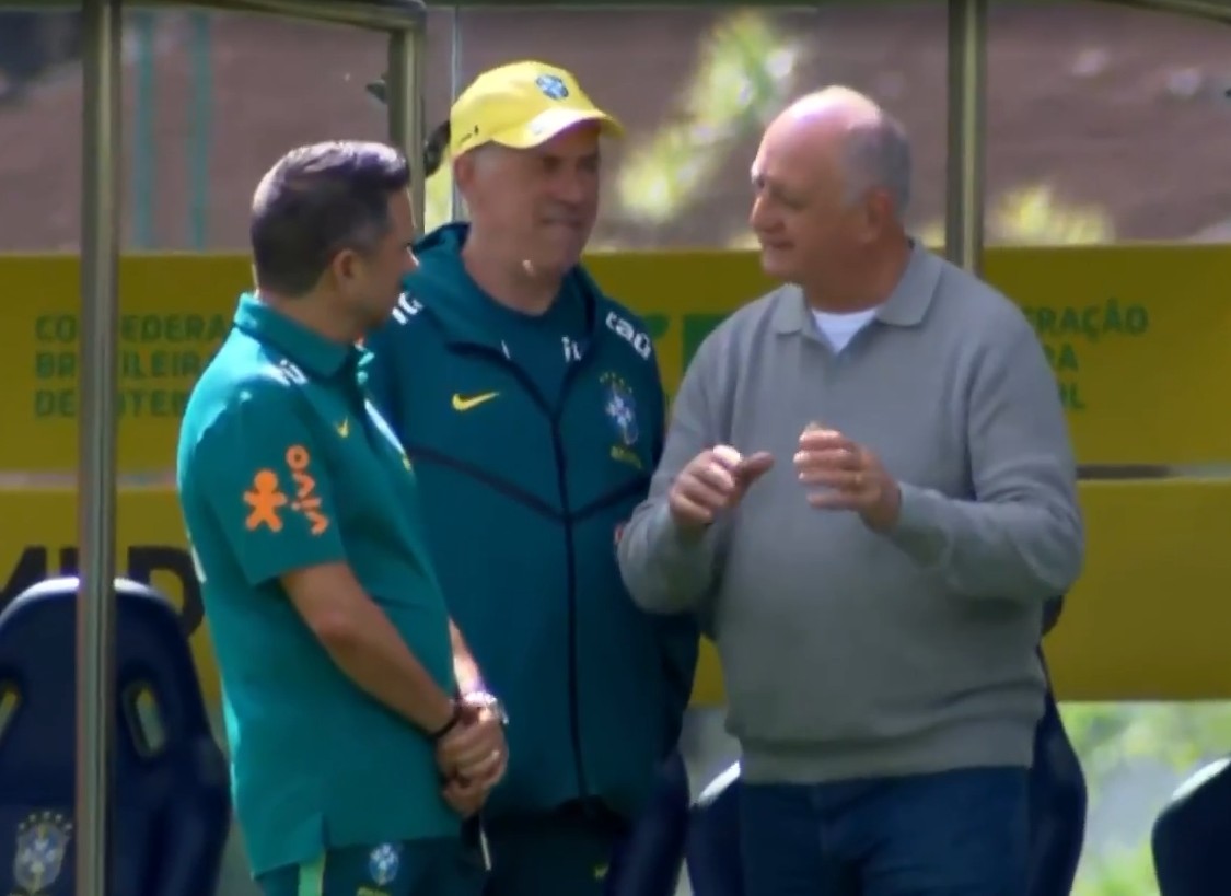 A convite de Ancelotti, Felipão palestra para jogadores da Seleção na Granja Comary