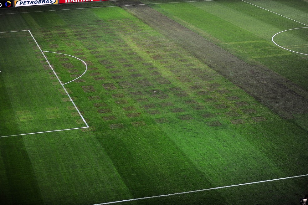 Gramado do Allianz Parque em 2015 — Foto: Marcos Ribolli