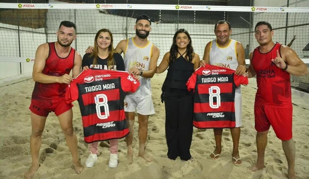 Thiago Maia inaugurou arena de tênis de praia e futevôlei em Roraima — Foto: Divulgação