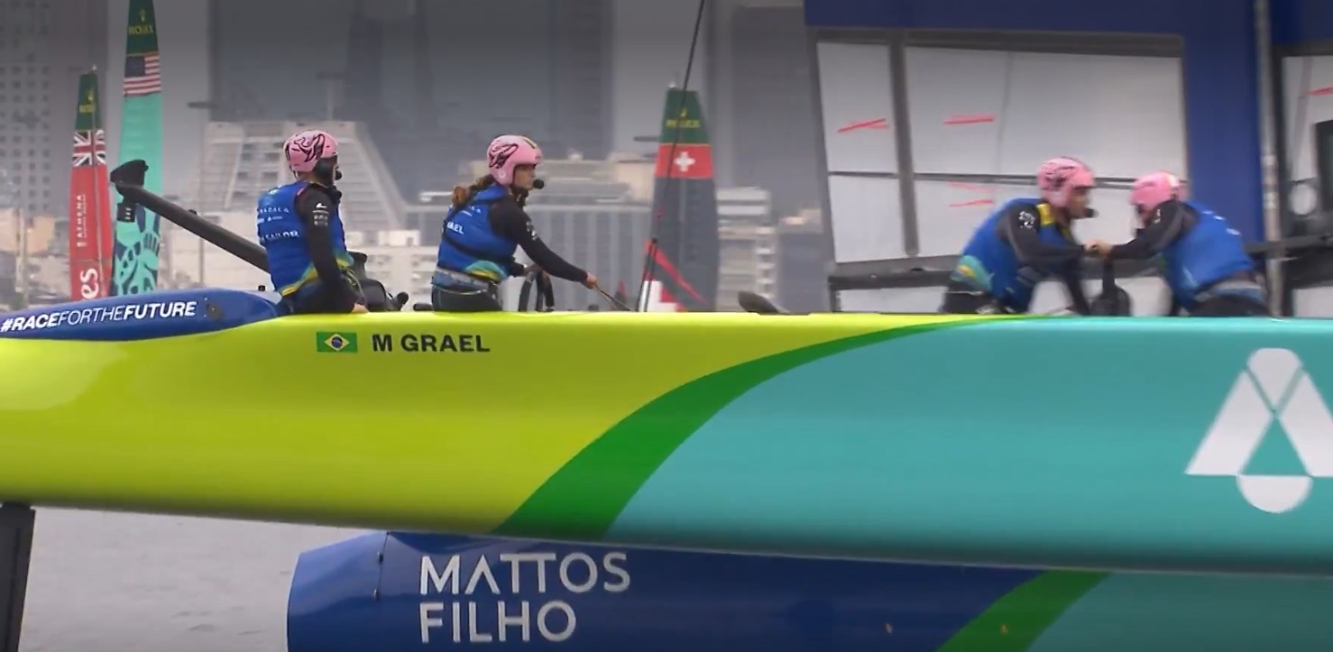 Luciano Huck veleja com equipe brasileira em barco “voador” do Sail GP que chega a 100km/h