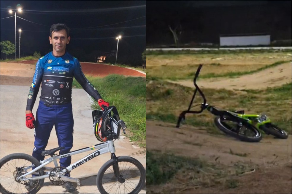 Júnior Banana morreu em acidente em Mossoró em pista que levava o nome dele — Foto: Foto 1: Redes sociais | Foto 2: Reprodução/Giro Policial