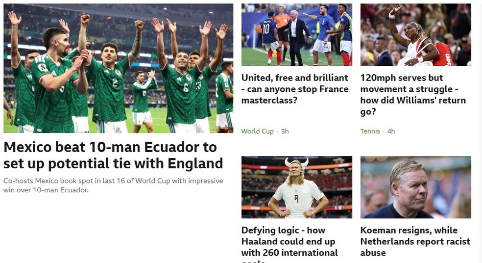 BBC destaca possível confronto da seleção mexicana