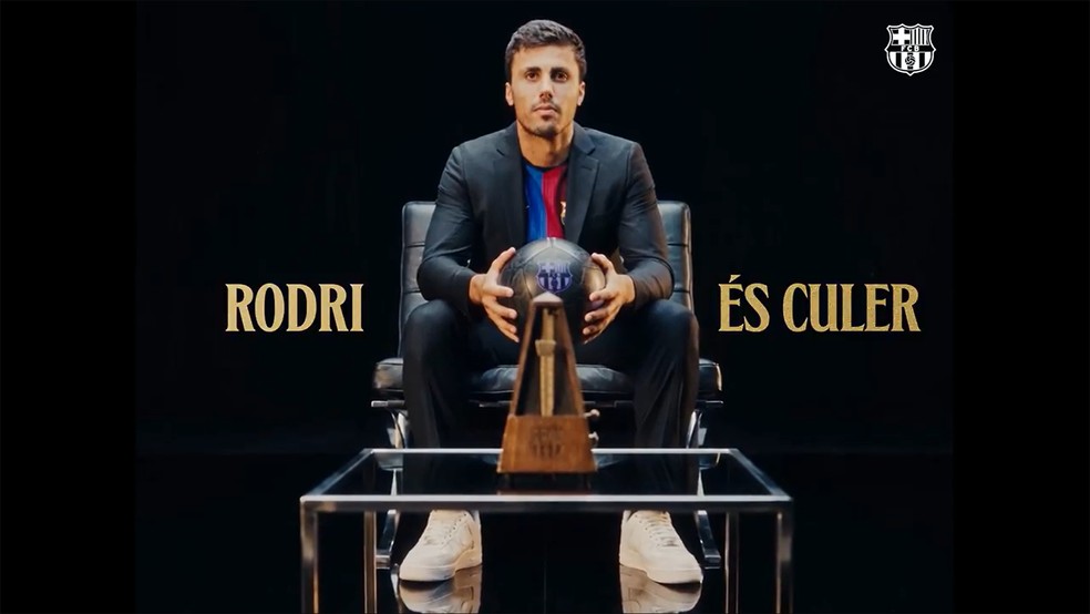Barcelona anuncia Rodri — Foto: Reprodução