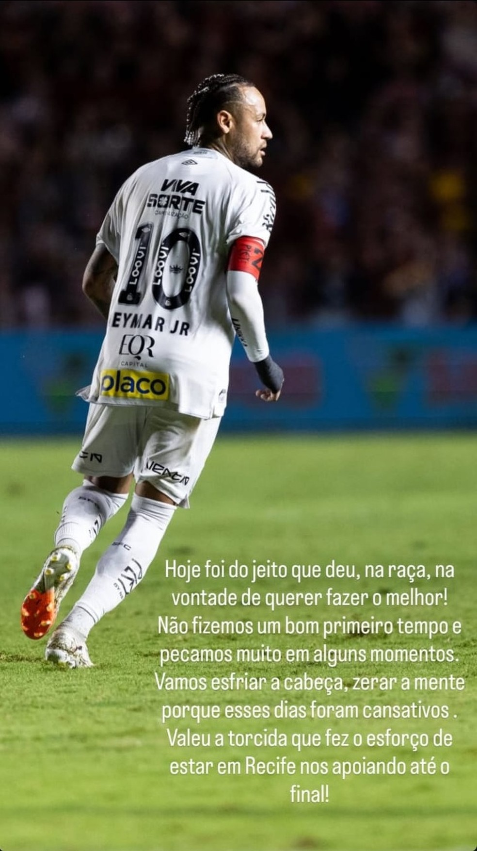 Neymar analisa empate do Santos e desabafa: "Zerar a mente porque esses dias foram cansativos"