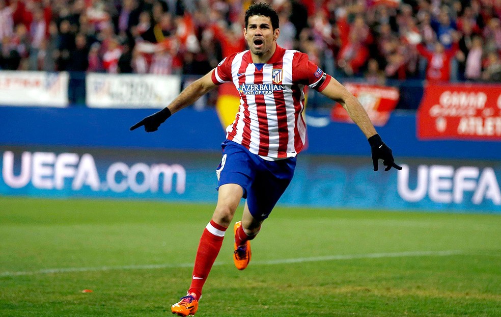 Diego Costa gol Atlético de Madrid contra Milan — Foto: AP 