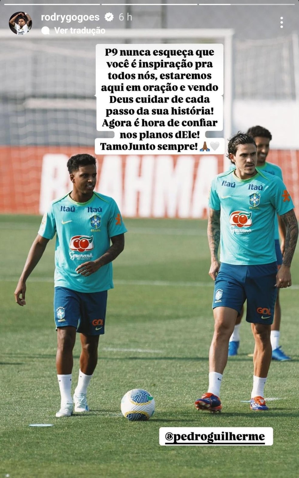 Rodrygo manda mensagem após lesão de Pedro — Foto: Reprodução