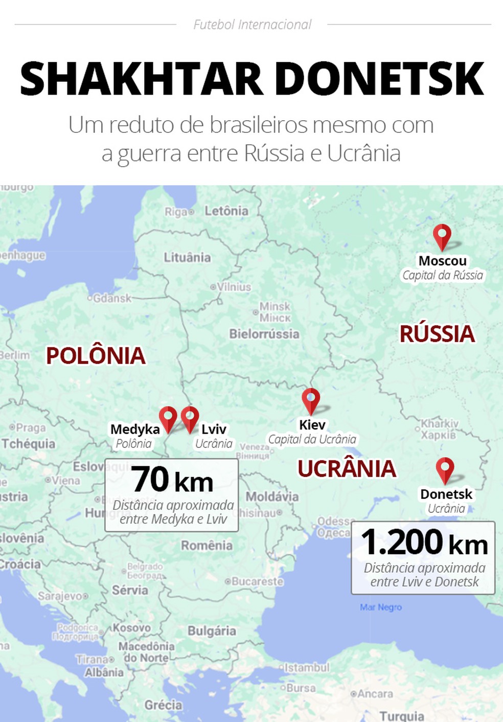 Reduto de brasileiros, Shakhtar busca refúgio na fronteira com Polônia para seguir ativo em meio à guerra