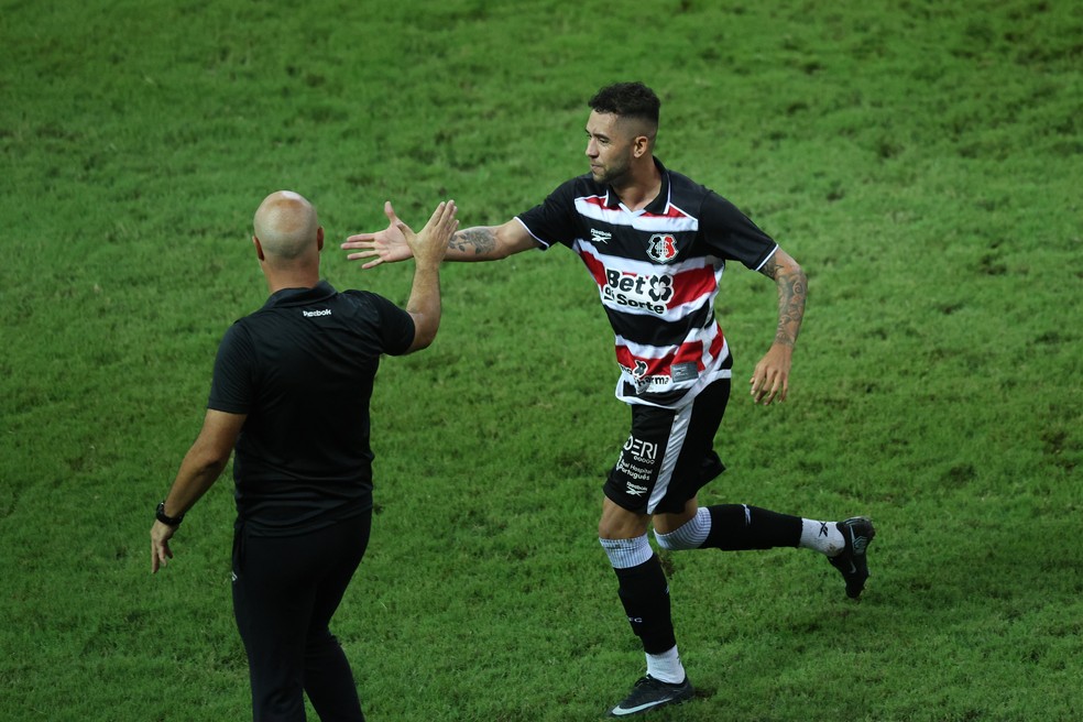 Renato e Cristian de Souza comemoram — Santa Cruz classificação